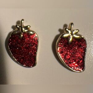 New Mini Sparkly Strawberry Stud Earrings